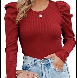 Dreamers Red Puff Sleeve Top